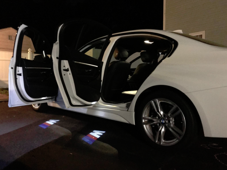 bmw m performance logo courtesy door led light projector welcome door
