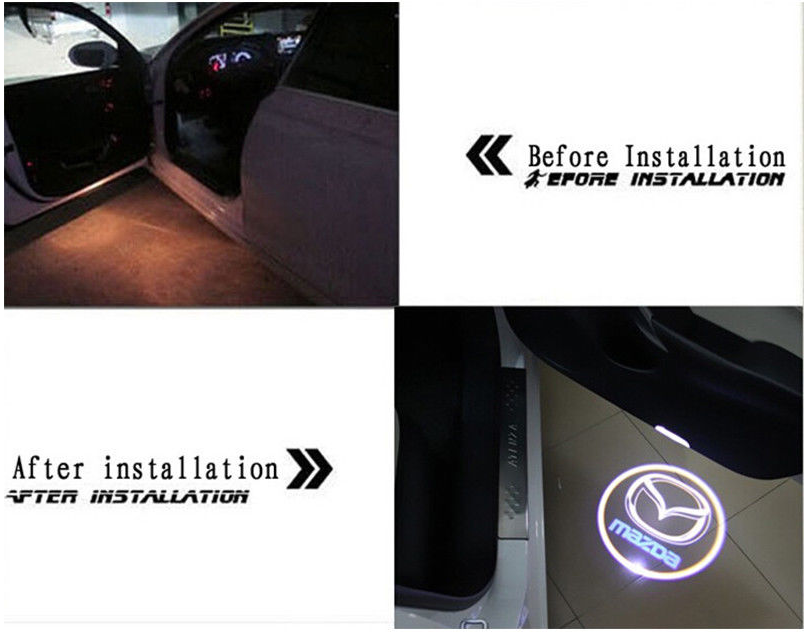 mazda 6 door light projector hologram before and after plug&play