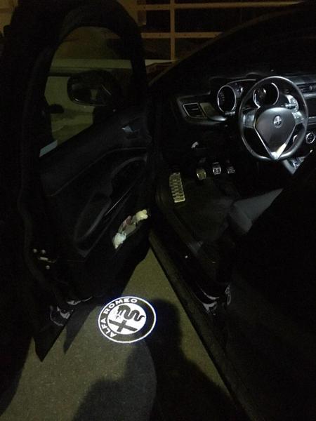 alfa romeo black logo door light projector laser led plug and play 1 year warranty